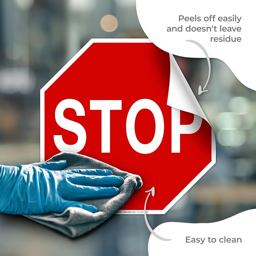 Stop Sign, Street Stop Sign, 12x12 Inches, 4 Mil Vinyl Decal